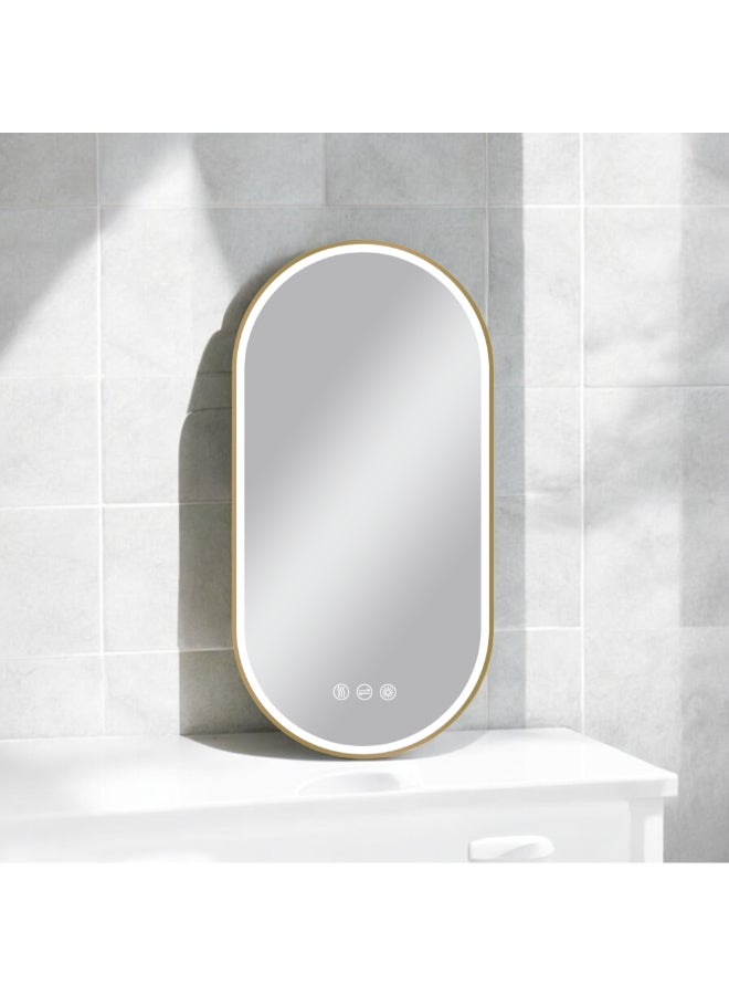 اكوا دروب مرآة حمام بشكل طولي وإضاءة LED خالية من النحاس صديقة للبيئة ذهبي 45 × 90 سم DWSF4590RWTF-BG - Image 2